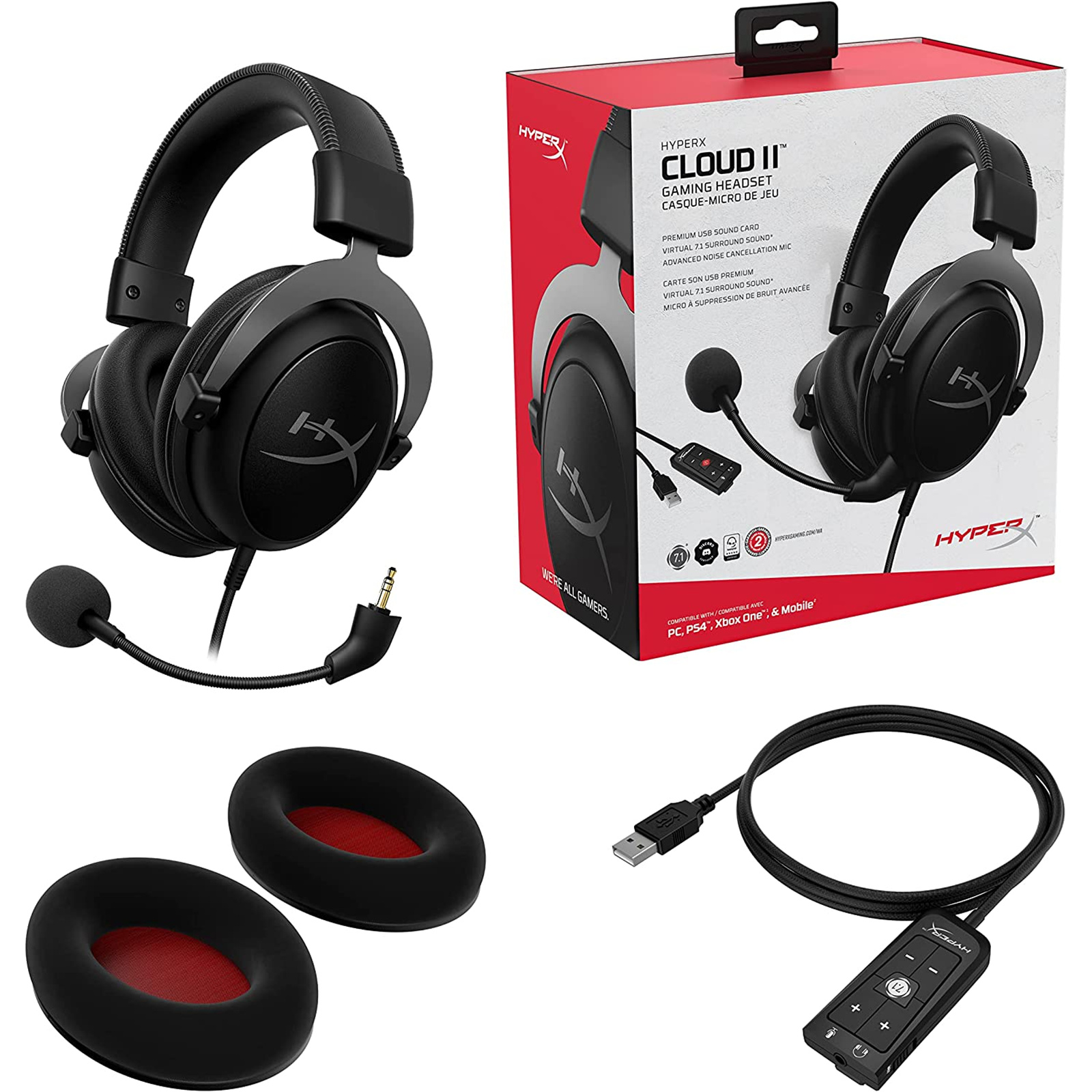 Buy the HyperX Cloud II USB Wired 7.1 Surround Sound Gaming Headset -  Gun... ( 4P5L9AA ) online - PBTech.com/au