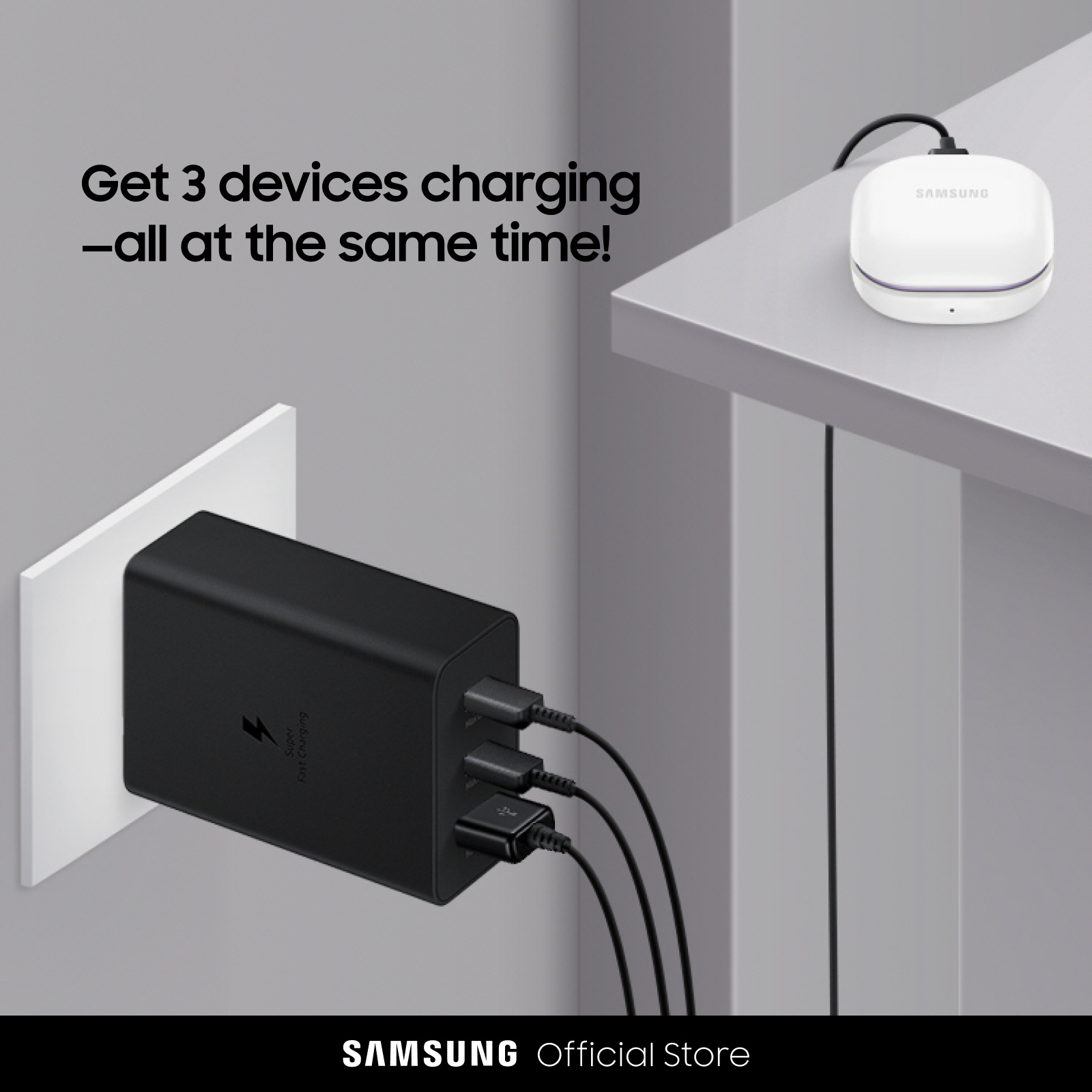 Buy the Samsung 65W PD Fast Charging Trio Wall Charger - Black, Three  output ... ( EP-T6530NBEGAU ) online - PBTech.com/au