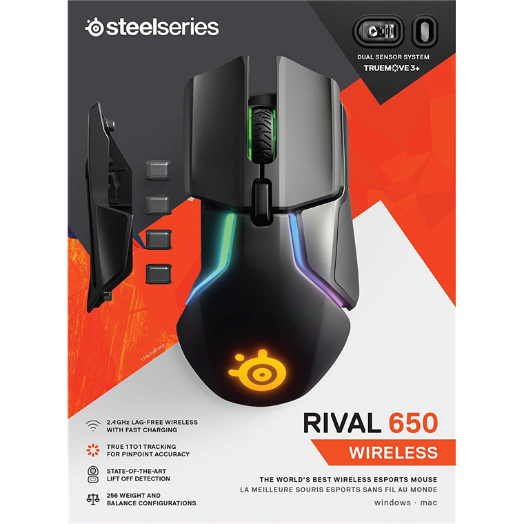 Buy the Steelseries Rival 650 RGB Wireless Gaming Mouse 12000 CPI  TrueMove3+ -... ( 62456 ) online - PBTech.com/au