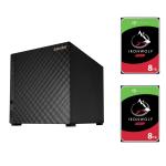 Asustor AS1104T 4- Bay NAS With 2x Seagate 8 TB NAS HDD Bundle