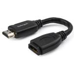 StarTech HD2MF6INL 15cm (6") HDMI Port Saver Cable - 4K 60Hz High Speed HDMI 2.0 Extension Cable with Ethernet - Short HDMI Extension Cable - HDMI Male to Female Extension Adapter Cord