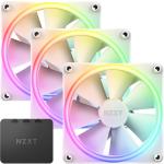 NZXT F120 RGB DUO White 120mm Dual Sided RGB Fan, Triple pack with RGB Controller