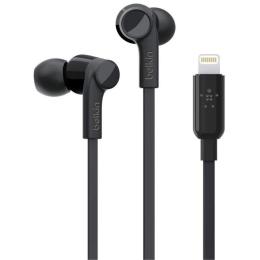 Belkin Rockstar Wired In-Ear Headphones - Black Lightning Connector - Made for iPhone Certified - 2 Years Warranty
