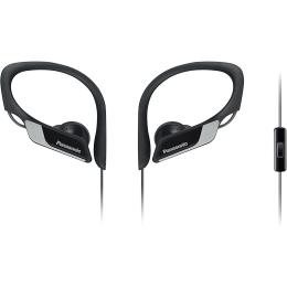 Panasonic Sportsclip RP-HS35ME-K Wired In-Ear Headphones - Black IPX2 Water & Resistant - Comfortable & Secure Ear Hook Design - Adjustable Hanger