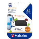 Verbatim Pinstripe USB 2.0 Drive 32GB Black (Microban) flash drive