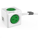 ALLOCACOC 5420GN/AUEUPC PowerCube Extended USB SURGE Green with 2 USB 2.1A  10W stackable mountable modern reinvention Power