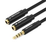 Vention BBVBY  4 Pole 3.5mm Male to 2 3.5mm Female Stereo Splitter Cable 0.3M Black Metal Type