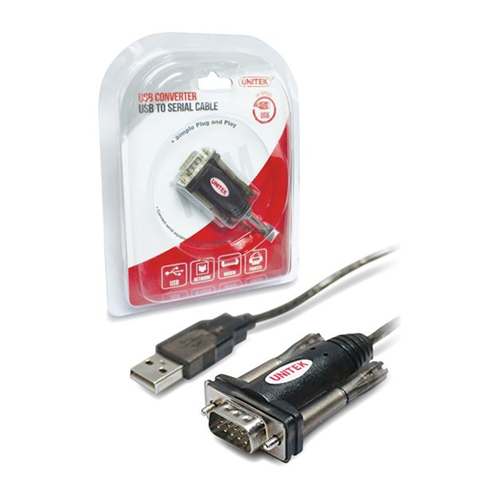 Buy the Unitek BF-810Y 1.5M USB to Serial Adapter DB9 RS232 Cable  (Y-105)... ( BF-810Y ) online - PBTech.com