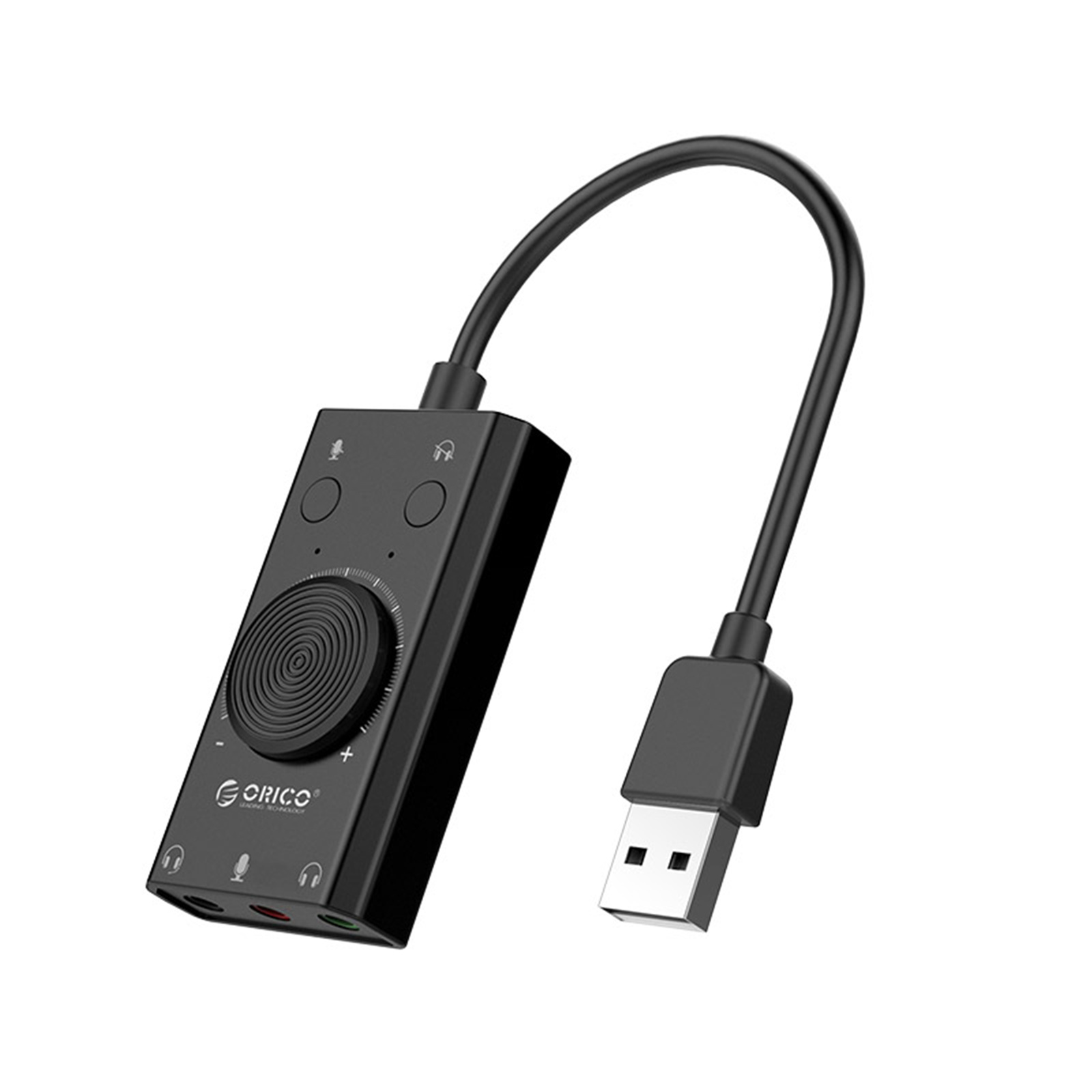 Buy the Orico External USB Sound Card 3.5mm Mic Speaker Volume Adjustable (  SC2-BK ) online - PBTech.com