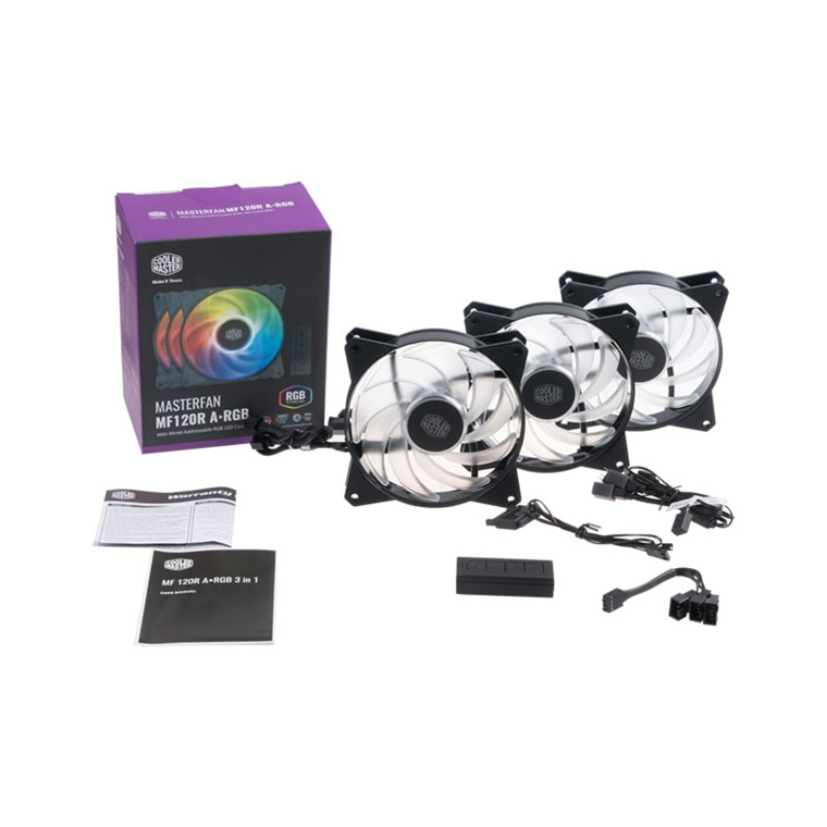 Buy the Cooler Master MasterFan 3 in 1 Kit Addressable PWM RGB FAN 3x... (  R4-120R-203C-R1 ) online - PBTech.com