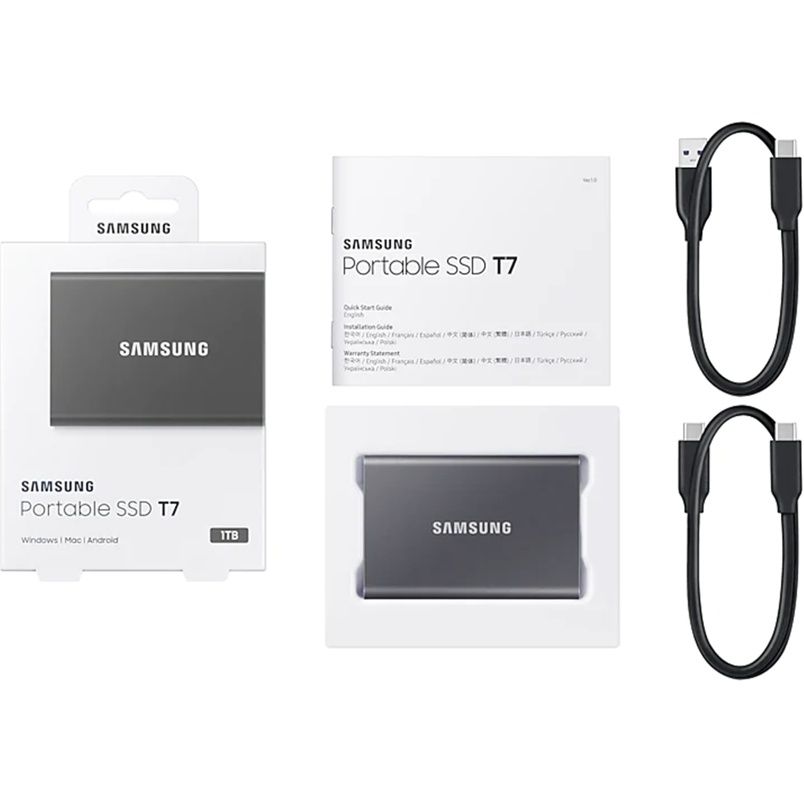 Buy the Samsung T7 1TB Portable SSD , USB 3.2 Gen2 (10Gbps) , Up to  1050MB/s... ( MU-PC1T0T/WW ) online - PBTech.com