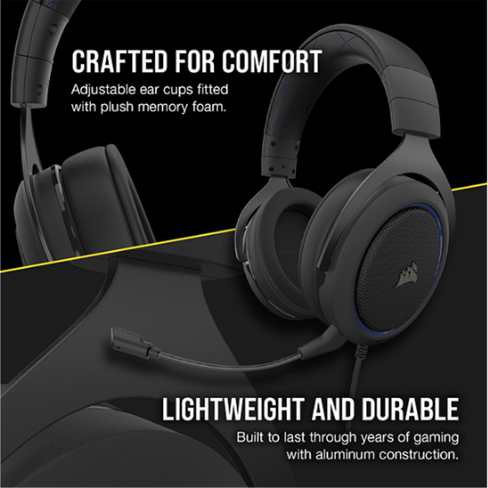 Buy the Corsair HS50 Pro Stereo Gaming Headset Blue ( CA-9011217-AP )  online - PBTech.com