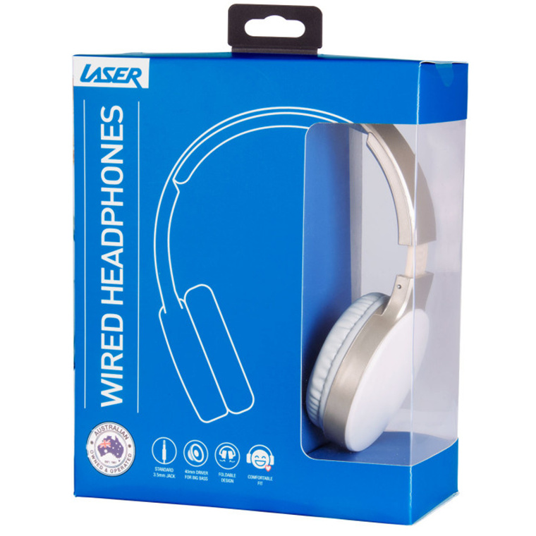 Buy the Laser AO-HEAD18-WGD Wired On-Ear Headphones - Gold White  Foldable... ( AO-HEAD18-WGD ) online - PBTech.com