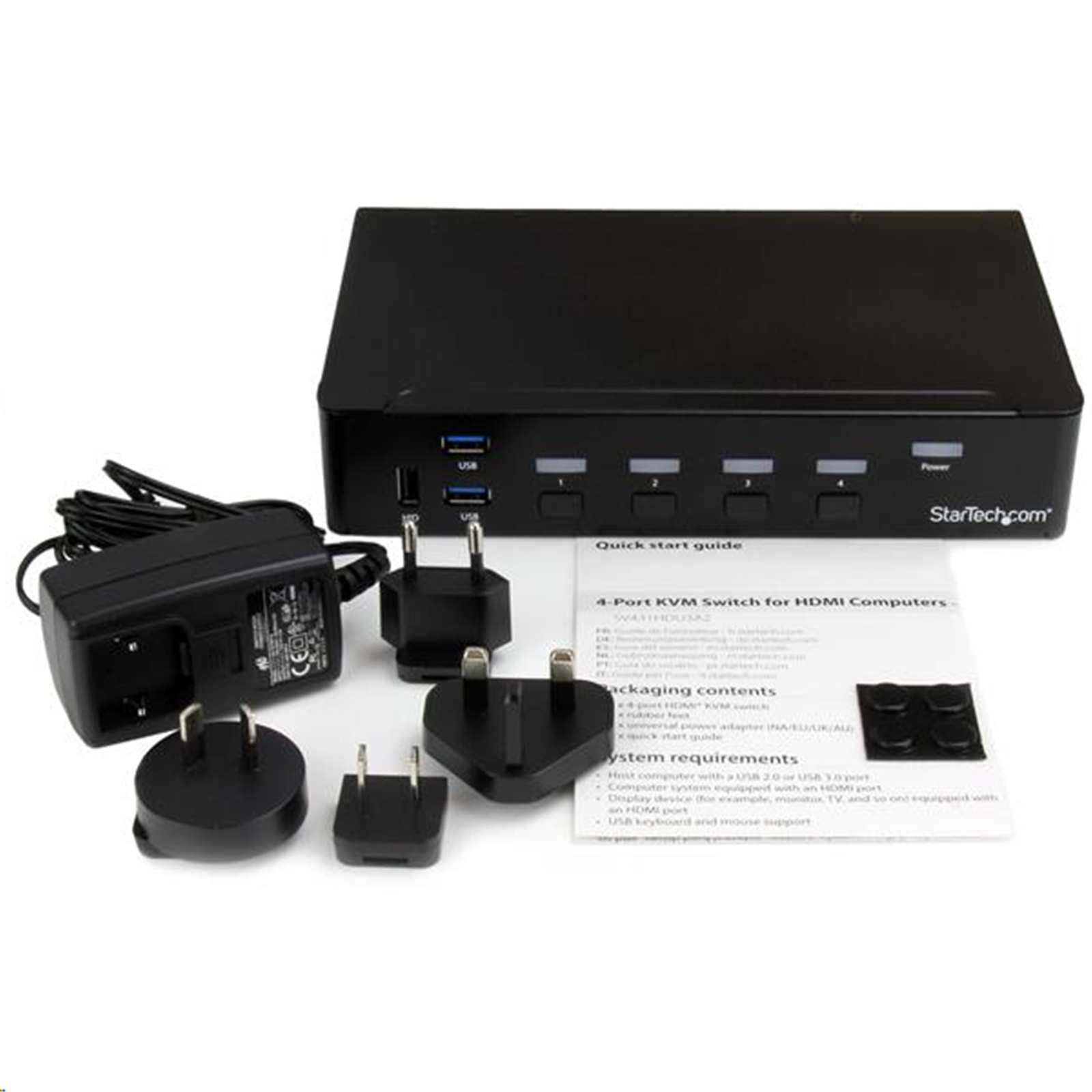 Buy the StarTech SV431HDU3A2 4-Port HDMI KVM Switch - USB3.0 - 1080p (  SV431HDU3A2 ) online - PBTech.com