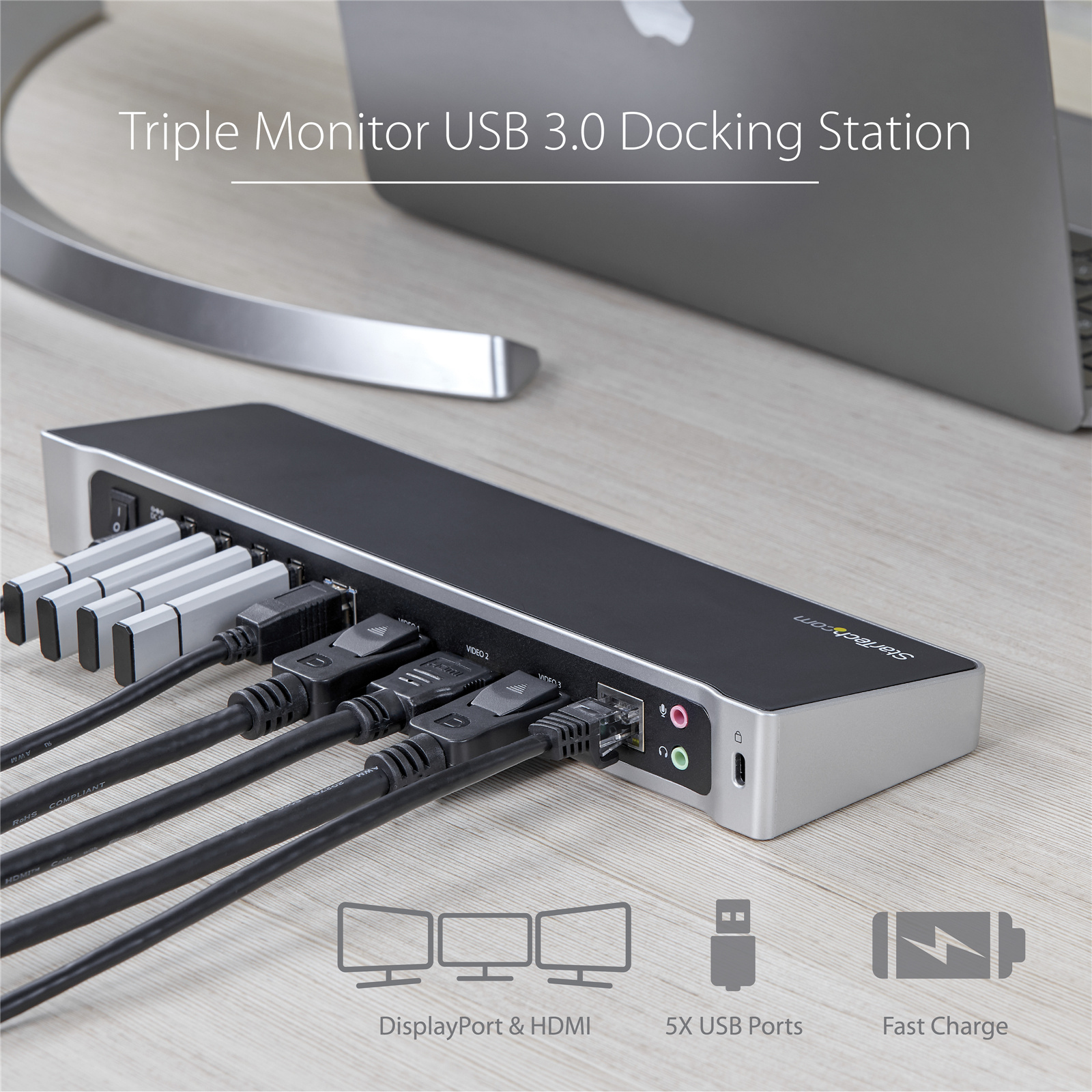 Buy the StarTech USB 3.0 Triple Monitor Docking Station, DP x2, HDMI x1, USB  3... ( USB3DOCKH2DP ) online - PBTech.com