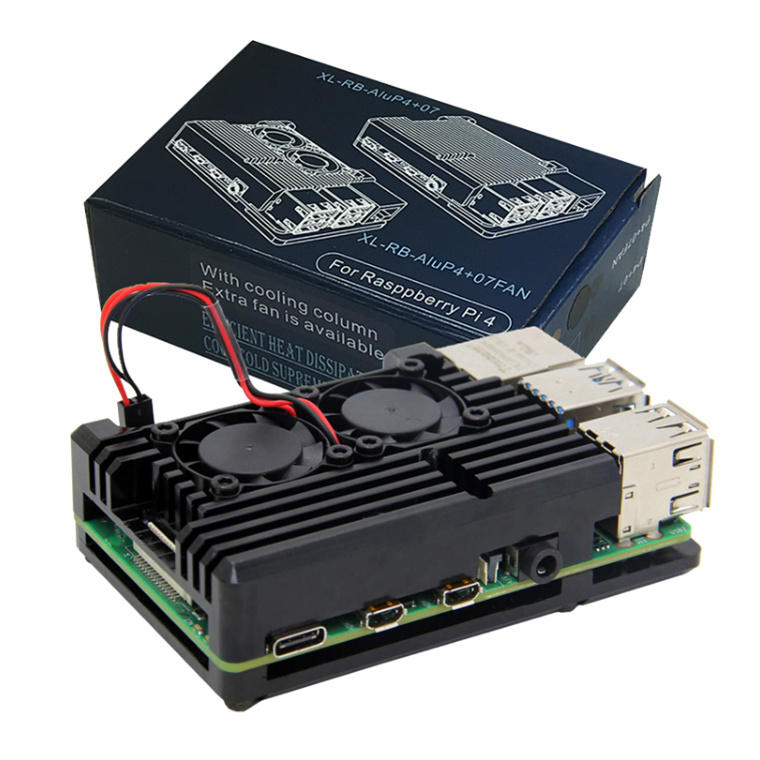 Buy the Raspberry Pi 4 Model B Black Armour Aluminium Case with 2 x  Ultra... ( SEVRBP0236 ) online - PBTech.com