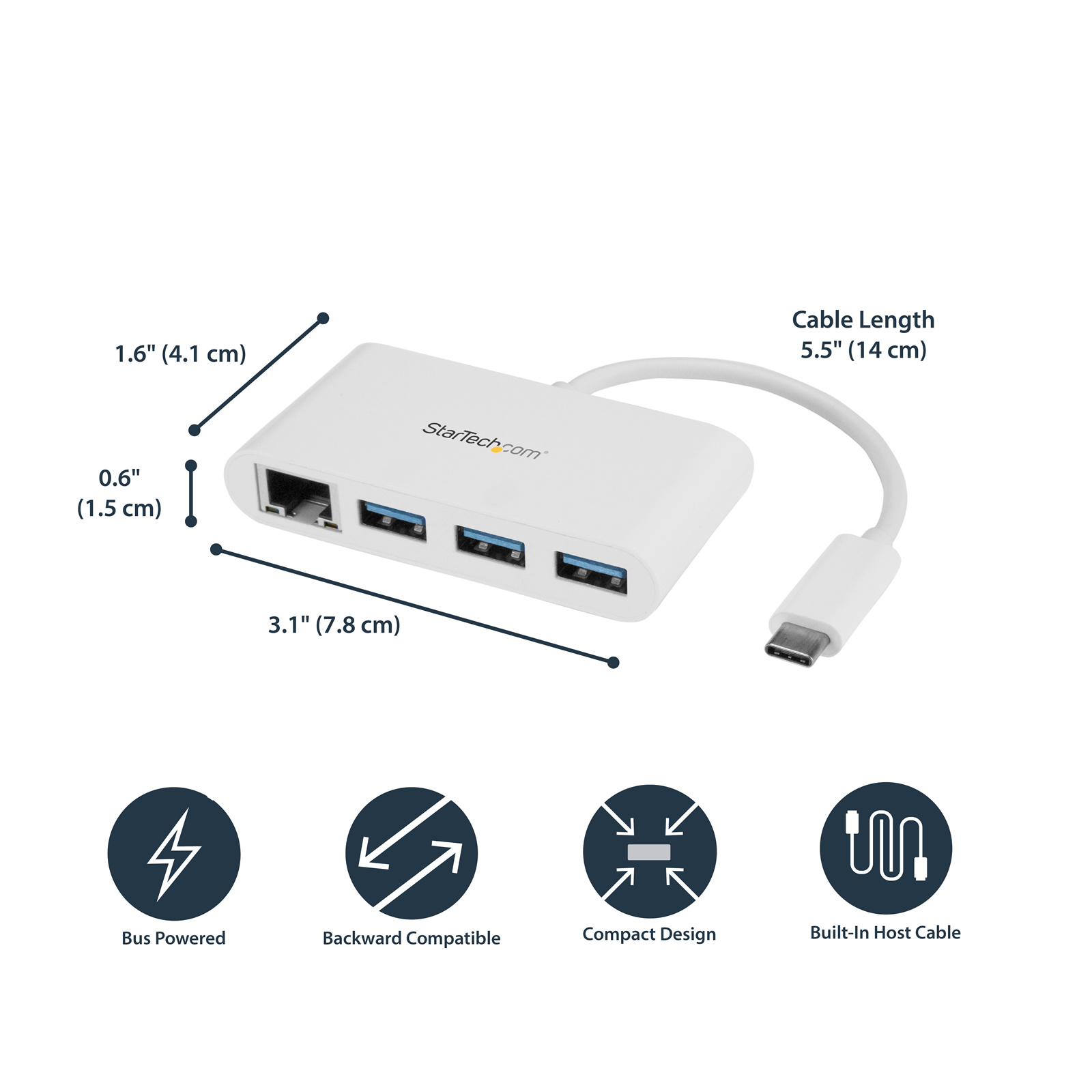 Buy the StarTech HB30C3A1GEA 3 Port USB-C Hub with Gigabit Ethernet - USB-C  to... ( HB30C3A1GEA ) online - PBTech.com/pacific