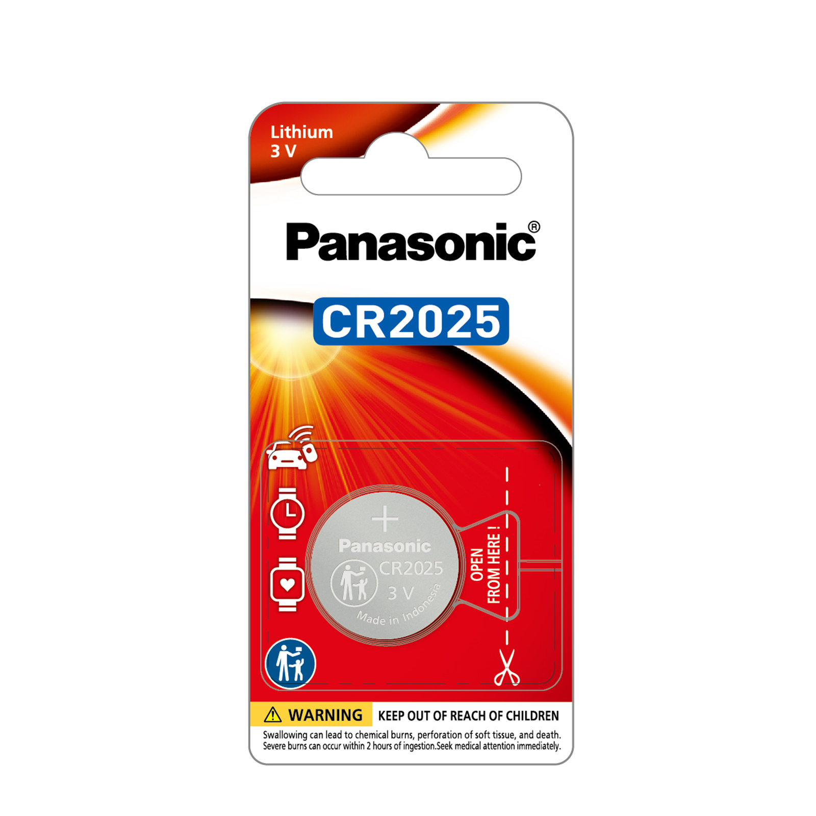 Buy the Panasonic CR2025 Button Cell Lithium Battery 2025 3V 1 Pack (  CR-2025PT/1B ) online - PBTech.com/pacific