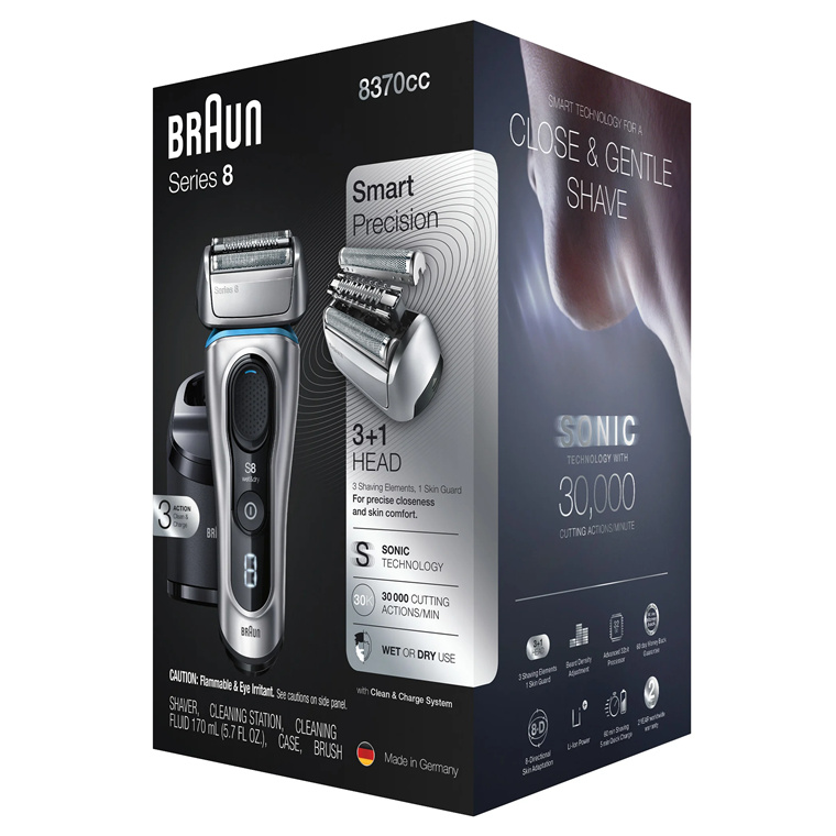 Buy the Braun Series 8 8370CC Wet & Dry Shaver (Silver) w