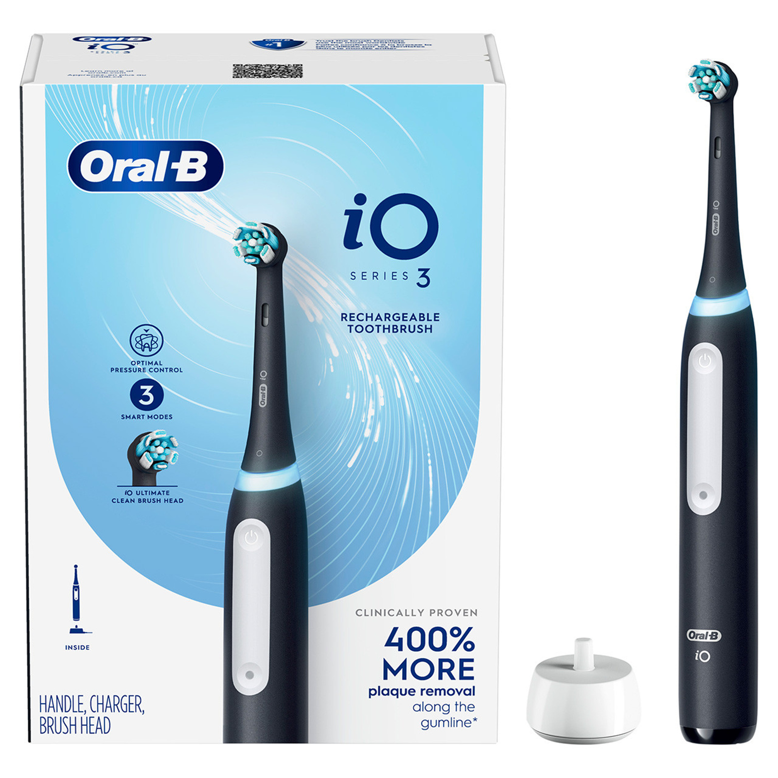 Buy the Oral-B iO Series 3 Electric Toothbrush (Black) with charging stand  ( HEAORB1061 ) online - PBTech.com/pacific