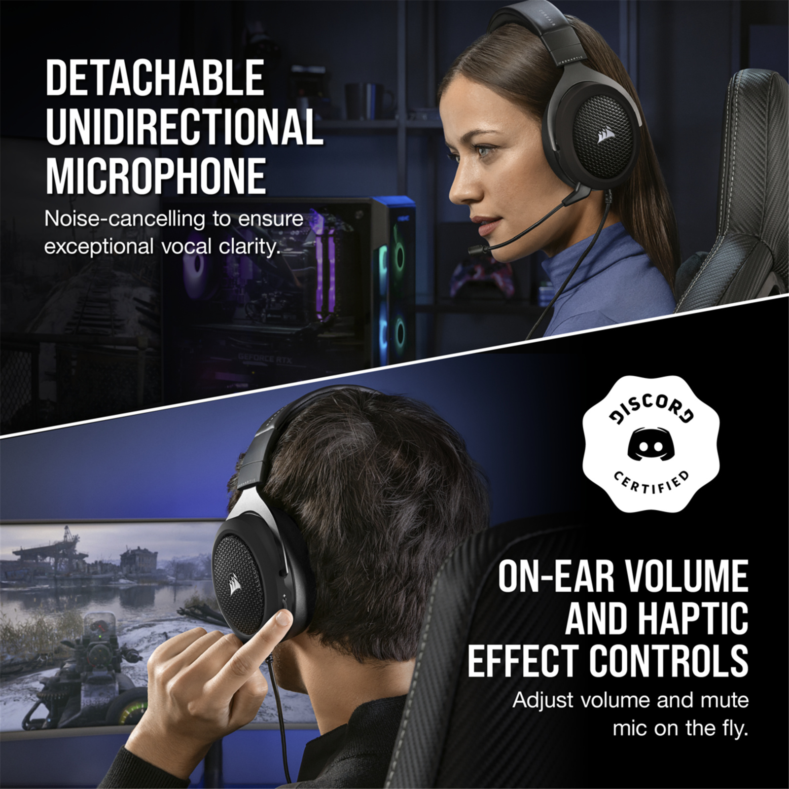 Buy the Corsair HS60 HAPTIC Stereo Gaming Headset Carbon  Noise-Cancelling... ( CA-9011228-AP ) online - PBTech.com/pacific