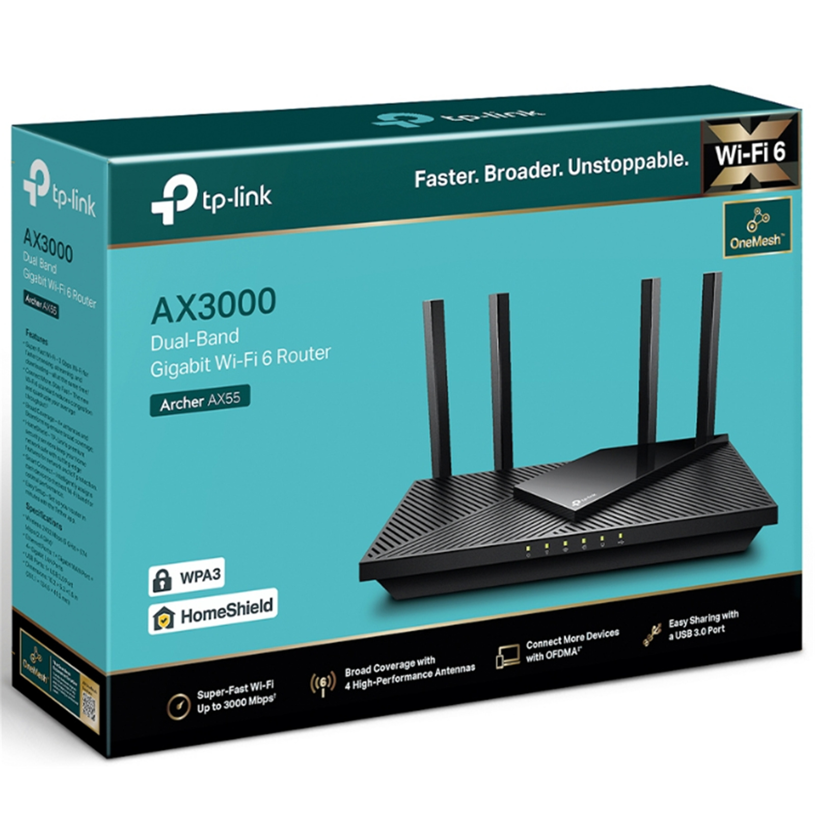 Buy the TP-Link Archer AX55 MU-MIMO Gigabit Wi-Fi Router, Dual-Band AX3000,  1... ( ARCHER AX55 ) online - PBTech.com/pacific