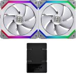 Lian Li UNI FAN SL140 Digital Addressable RGB 140 Fan with Controller, Twin Pack, White