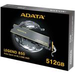 ADATA Legend 850 512GB PCIe4 SSD M.2 2280 TLC - Read up to 5000MB/s - Write up to 4500MB/s - 5 Years Warranty