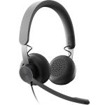 Logitech Zone USB-C/A Wired On-Ear Headset - UC Certified 2-Mics Noise Cancellation / Dynamic EQ / In-Line Controls