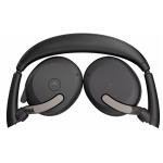 Jabra Evolve2 65 Flex Foldable Bluetooth On-Ear Active Noise Cancelling Headset - Teams Certified Link380-A / 6-Mics Noise Cancellation / Hybrid ANC / Retractable Mic / Busy Light / Up to 30m Distance / Up to 20-Hour Talk-Time