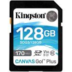 Kingston Canvas Go Plus SD Memory Card - 128GB UHS-I - Class 10 - U3 - V30 - Read up to 170MB/s - Write up to 90MB/s - for DSLRs / Mirrorless Cameras & 4K Video Production