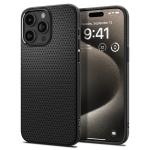 Spigen iPhone 15 Pro Max (6.7") Liquid Air Case - Matte Black Slim - Form-fitted - Lightweight - Premium Matt TPU Case - Easy Grip Design
