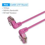 Vention IBOPI  Cat6A UTP Rotate Right Angle Ethernet Patch Cable 3M Pink Slim Type