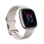Fitbit Sense 2 Smart Watch - Lunar White / Platinum Compatible ECG APP - Built-in GPS - 24/7 Heart Rate Tracking - Alexa Built-in - Oxygen Saturation Monitoring - Up to 6 day battery life