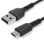 StarTech.com RUSB2AC2MB 2m USB A to USB C Charging Cable - Durable Fast Charge & Sync USB 2.0 to USB Type C Data Cord - Rugged TPE Jacket Aramid Fiber M/M 3A Black - Samsung S10, iPad Pro, Pixel