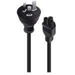 Alogic MF-AUS3PC5-02 Power Cable 2m 3 Pin Male Wall to IEC C5 Clover Shaped Female Connector  Black 10A SAA Approved Power Cord designed for use with notebooks, tape drives, Power over Ethernet and other products.