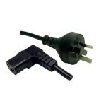Dynamix C-POWERCR3 3M 3 Pin Plug to Right Angled IEC Female Connector 10A. SAA Approved Power Cord. BLACK Colour. AS/NZS 3112 TO IEC C13 Female