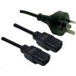 Dynamix C-POWERCY Power Cable 2M "Y" Power Cord. 3pin AU&NZ plug to 2 x IEC C13 Female Connectors 10A SAA standard Approved A grade BLACK C-13 dual