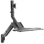 Brateck WWS05-01-P01 17-32" Wall Mount Single Monitor Gas Spring Sit-Stand Workstation. Folding KeyboardTray.Counter-Balance Gas Spring. Integrated Ball-Joint. 2nd Storage Tray. Easy Height Adjust.