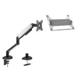 KONIC 17"-32" Single Monitor Stand & Laptop Tray Bundle - Weight Capacity 2-9kg - VESA 100x100 75x75 - Matte Black & White