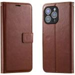 iPhone 15 Pro Max Flip Wallet Case - Brown 3 Card Slots - Cash Compartment - Magnetic Clip