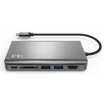 Feeltek 100W Portable 8 in 1 USB-C Power Delivery Hub, 1x 4K HDMI, 1x VGA, 2x USB 3.1, 1x 3.5mm Audio, 1x Ethernet, 1x USB-C Power Delivery